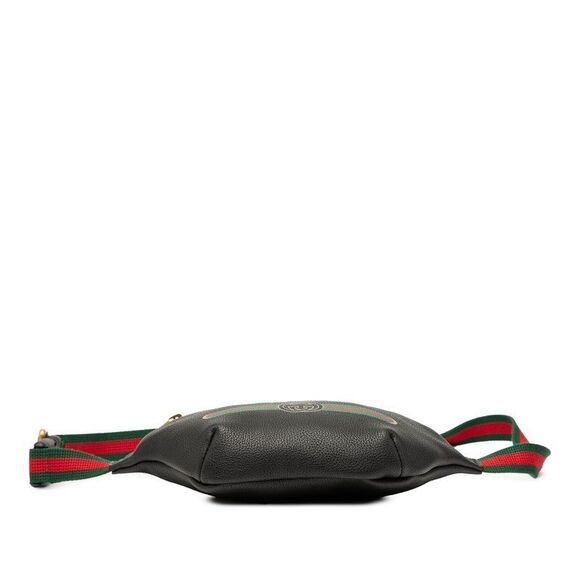 Gucci Logo Print Sherry Line Body Bag Waist Bag 527792 Black Leather Women's - Picture 3 of 6